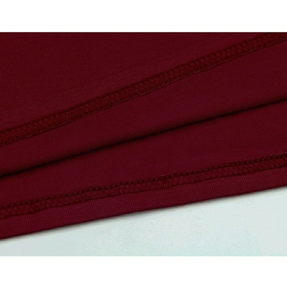 Wine Red T-shirt Dress with Pockets - Picture 5 of 7